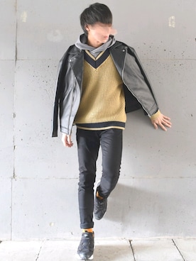 「H&M（エイチ・アンド・エム）のアイテム（パンツ）」を使った、こーせ︎︎︎︎︎︎︎︎さん（メンズ・169cm）の冬コーディネート
