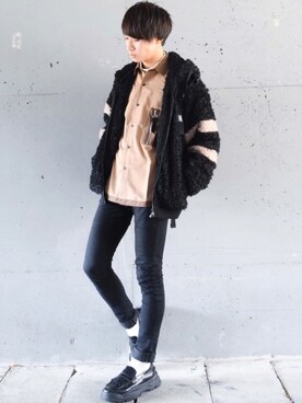 「ボアフリース」｜「アイテム（ブルゾン）」を使った、こーせ︎︎︎︎︎︎︎︎さん（メンズ・169cm）の冬コーディネート