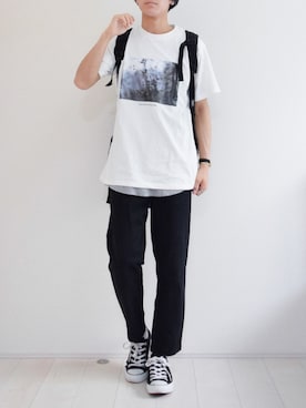 「アートTシャツ」｜「アイテム（アクセサリー）」を使った、こーせ︎︎︎︎︎︎︎︎さん（メンズ・169cm）の春コーディネート