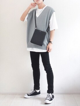 「Daniel Wellington（ダニエルウェリントン）の販売終了クラシックペティット アッシュフィールド32mm（アナログ腕時計）」を使った、こーせ︎︎︎︎︎︎︎︎さん（メンズ・169cm）の春コーディネート