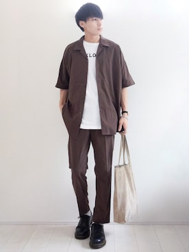 「JUNRED（ジュンレッド）のアイテム（スラックス）」を使った、こーせ︎︎︎︎︎︎︎︎さん（メンズ・169cm）の夏コーディネート