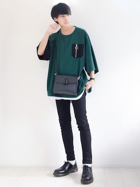 「INTER FACTORY（インターファクトリー）のファッションインフルエンサー DAISUKE - タッセルショルダーバッグ　made in INTER FACTORY（ショルダーバッグ）」を使った、こーせ︎︎︎︎︎︎︎︎さん（メンズ・169cm）の夏コーディネート