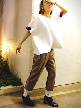 「ゴールドパンツ」｜waniowanita さん（レディース・150cm）の夏コーディネート