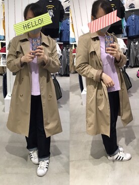 「mamafashion」｜「アイテム（トレンチコート）」を使った、poohpooh & JoJoさん（レディース・157cm）の春コーディネート