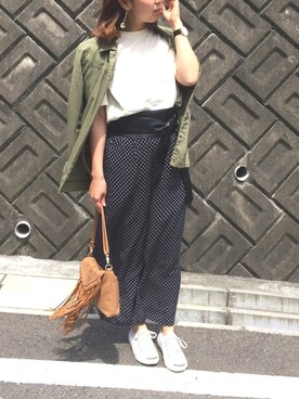 「MINIMUM（ミニマム）のアイテム（バッグ）」を使った、eri♡さん（レディース・155cm）の春コーディネート