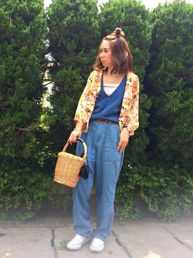 「ARROW（アロー）のアイテム（パンツ）」を使った、eri♡さん（レディース・155cm）の夏コーディネート