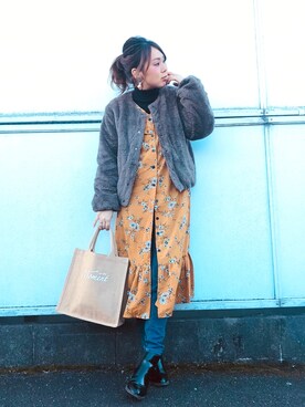 「アイテム（ブルゾン）」を使った、eri♡さん（レディース・155cm・30代）の冬コーディネート
