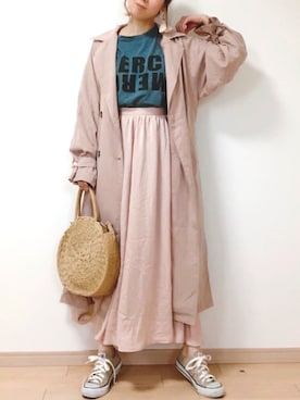 「サークルバッグ」｜「アイテム（トレンチコート）」を使った、eri♡さん（レディース・155cm）の春コーディネート