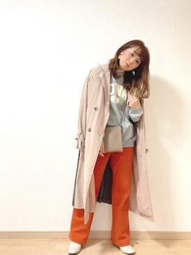 「レースブラウス」｜「アイテム（トレンチコート）」を使った、eri♡さん（レディース・155cm）の冬コーディネート