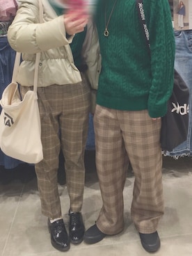 「GIORDANO（ジョルダーノ）のアイテム（ニット/セーター）」を使った、rさん（レディース・154cm）の冬コーディネート