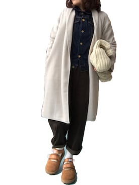 「ムートン」｜「アイテム（デニムジャケット）」を使った、Ichiさん（レディース・159cm）の冬コーディネート