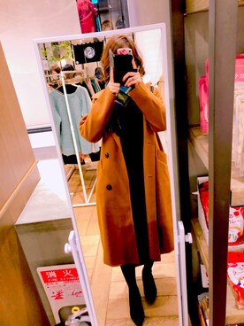 「JUNOAH（ジュノア）のアイテム（チェスターコート）」を使った、mcmsmnmsさん（レディース・161cm）の冬コーディネート
