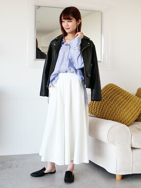 「N.（N. Natural Beauty Basic）（エヌエヌナチュラルビューティーベーシック）のアイテム（ライダースジャケット）」を使った、N. STAFFさん（レディース・165cm）の冬コーディネート