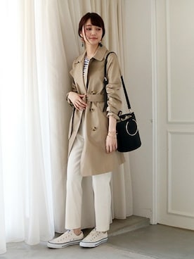 「N.（N. Natural Beauty Basic）（エヌエヌナチュラルビューティーベーシック）のアイテム（トレンチコート）」を使った、N. STAFFさん（レディース・165cm）の冬コーディネート