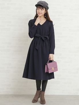 「N.（N. Natural Beauty Basic）（エヌエヌナチュラルビューティーベーシック）のアイテム（ブーティ）」を使った、N. STAFFさん（レディース・165cm）の冬コーディネート