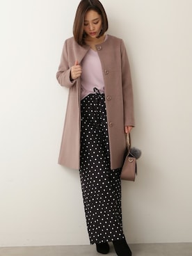 「カジュアルダウン」｜「アイテム（チェスターコート）」を使った、N. STAFFさん（レディース・163cm）の冬コーディネート