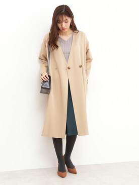 「N.（N. Natural Beauty Basic）（エヌエヌナチュラルビューティーベーシック）のアイテム（ノーカラージャケット）」を使った、N. STAFFさん（レディース・164cm）の冬コーディネート