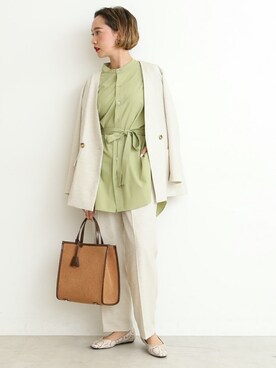 「N.（N. Natural Beauty Basic）（エヌエヌナチュラルビューティーベーシック）のアイテム（ノーカラージャケット）」を使った、N. STAFFさん（レディース・162cm）の春コーディネート