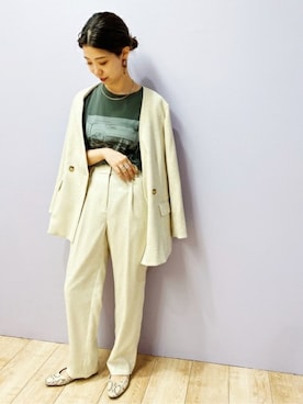 「N.（N. Natural Beauty Basic）（エヌエヌナチュラルビューティーベーシック）のアイテム（ノーカラージャケット）」を使った、N. STAFFさん（レディース・158cm）の春コーディネート