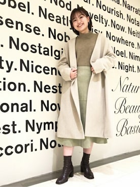 「N.（N. Natural Beauty Basic）（エヌエヌナチュラルビューティーベーシック）のアイテム（ノーカラーコート）」を使った、N. STAFFさん（レディース・156cm）の冬コーディネート