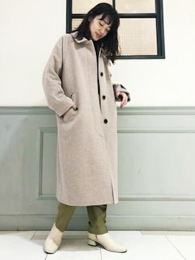 「N.（N. Natural Beauty Basic）（エヌエヌナチュラルビューティーベーシック）のアイテム（ステンカラーコート）」を使った、N. STAFFさん（レディース・156cm）の冬コーディネート
