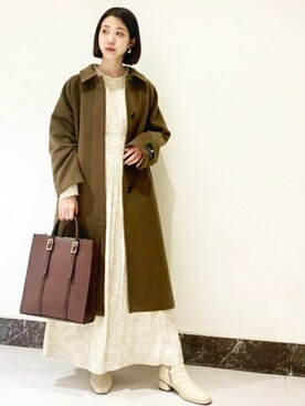 「N.（N. Natural Beauty Basic）（エヌエヌナチュラルビューティーベーシック）のアイテム（ステンカラーコート）」を使った、N. STAFFさん（レディース・158cm）の冬コーディネート