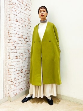 「N.（N. Natural Beauty Basic）（エヌエヌナチュラルビューティーベーシック）のアイテム（ノーカラーコート）」を使った、N. STAFFさん（レディース・162cm）の冬コーディネート