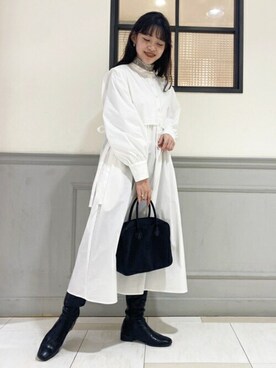 「N.（N. Natural Beauty Basic）（エヌエヌナチュラルビューティーベーシック）のアイテム（シャツワンピース）」を使った、N. STAFFさん（レディース・156cm）の冬コーディネート