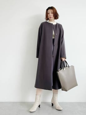 「N.（N. Natural Beauty Basic）（エヌエヌナチュラルビューティーベーシック）のアイテム（ノーカラーコート）」を使った、N. STAFFさん（レディース・158cm）の秋コーディネート