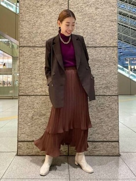 N. STAFFさん（レディース・156cm）の秋コーディネート
