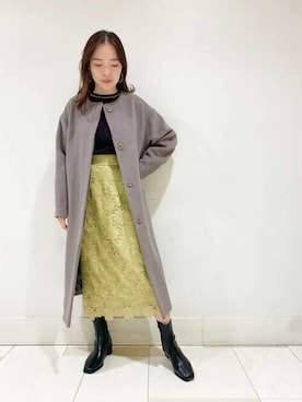 「N.（N. Natural Beauty Basic）（エヌエヌナチュラルビューティーベーシック）のアイテム（ノーカラーコート）」を使った、N. STAFFさん（レディース・159cm）の秋コーディネート