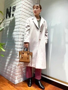 「N.（N. Natural Beauty Basic）（エヌエヌナチュラルビューティーベーシック）のアイテム（チェスターコート）」を使った、N. STAFFさん（レディース・163cm）の秋コーディネート