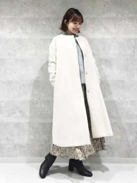 「N.（N. Natural Beauty Basic）（エヌエヌナチュラルビューティーベーシック）のアイテム（ノーカラーコート）」を使った、N. STAFFさん（レディース・156cm）の秋コーディネート