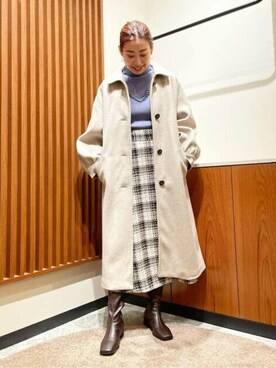 「N.（N. Natural Beauty Basic）（エヌエヌナチュラルビューティーベーシック）のアイテム（ステンカラーコート）」を使った、N. STAFFさん（レディース・156cm）の冬コーディネート