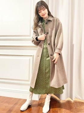 「N.（N. Natural Beauty Basic）（エヌエヌナチュラルビューティーベーシック）のアイテム（ステンカラーコート）」を使った、N. STAFFさん（レディース・164cm）の冬コーディネート