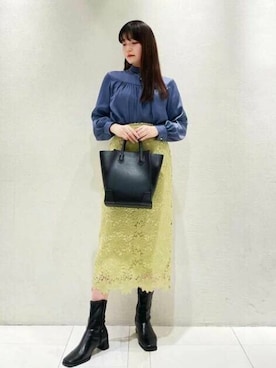 「お呼ばれ」｜「アイテム（トートバッグ）」を使った、N. STAFFさん（レディース・163cm）の冬コーディネート