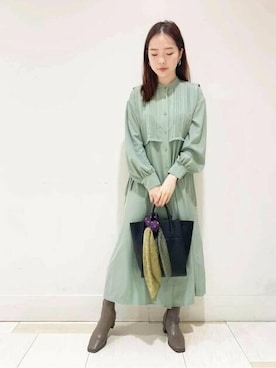 「お呼ばれ」｜「アイテム（トートバッグ）」を使った、N. STAFFさん（レディース・159cm）の冬コーディネート