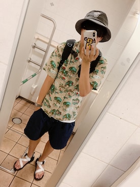 「Gramicci（グラミチ）のアイテム（サンダル）」を使った、たっしーさん（メンズ・171cm）の夏コーディネート