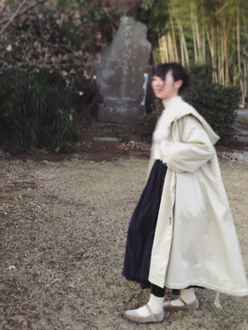 「白ソックス」｜「アイテム（バレエシューズ、ベージュ系）」を使った、すにーさん（レディース・162cm）の冬コーディネート