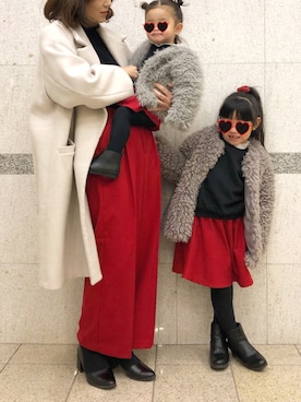 「petit main（プティマイン）のアイテム（ノーカラージャケット）」を使った、y.u.n.o.nさん（レディース・163cm）の冬コーディネート