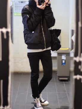 「H&M（エイチ・アンド・エム）のアイテム（MA-1）」を使った、Aoiさん（メンズ・165cm）の冬コーディネート