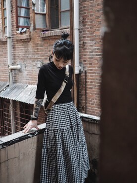 「initial（イニシャル）のアイテム（バッグ）」を使った、唔未人さん（レディース・160cm）の秋コーディネート