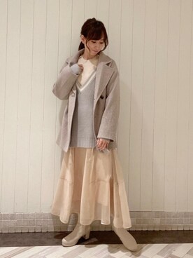 「淡色」｜「アイテム（その他アウター）」を使った、あーちゃん。さん（レディース・156cm）の冬コーディネート