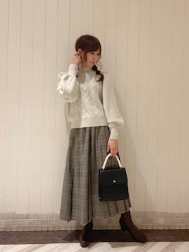 「池袋ルミネ」｜「アイテム（ブーツ）」を使った、あーちゃん。さん（レディース・156cm）の冬コーディネート