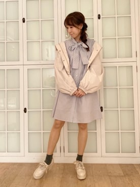 「春物」｜「アイテム（ブルゾン）」を使った、あーちゃん。さん（レディース・156cm）の冬コーディネート