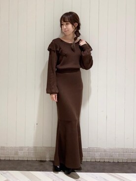 「マーメイドワンピ」｜あーちゃん。さん（レディース・156cm）の冬コーディネート
