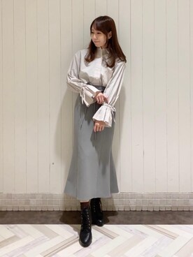 「オフィス」｜「アイテム（ブーツ）」を使った、あーちゃん。さん（レディース・156cm）の冬コーディネート