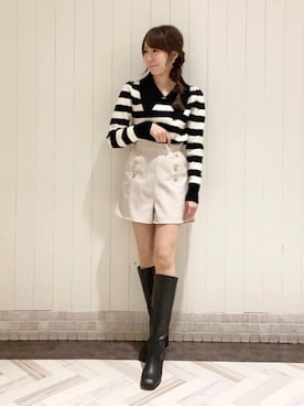 「マリン」｜「アイテム（ブーツ）」を使った、あーちゃん。さん（レディース・156cm）の冬コーディネート