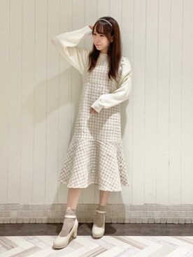 「マーメイドワンピ」｜あーちゃん。さん（レディース・156cm）の冬コーディネート