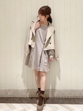 「プリーツ」｜「アイテム（トレンチコート）」を使った、あーちゃん。さん（レディース・156cm）の冬コーディネート